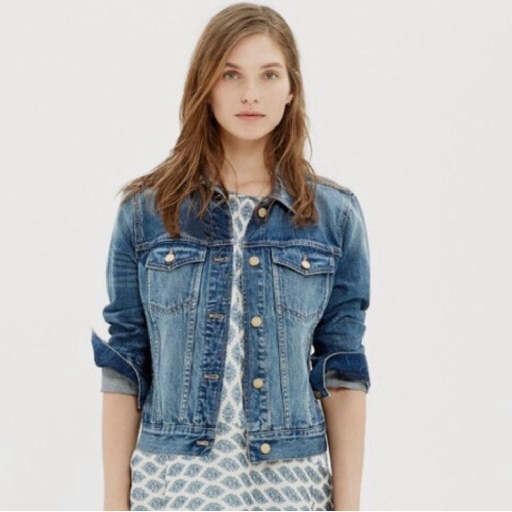 Madewell The Jean Jacket Fitted Blue Denim Size XS Classic Boho Chic